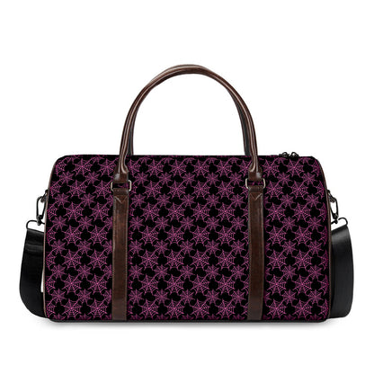 Black And Pink Spider Web Pattern Print Duffle Bag
