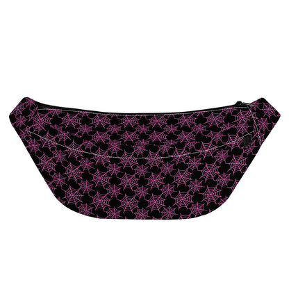 Black And Pink Spider Web Pattern Print Fanny Pack