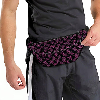 Black And Pink Spider Web Pattern Print Fanny Pack
