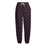 Black And Pink Spider Web Pattern Print Fleece Lined Knit Pants
