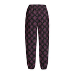 Black And Pink Spider Web Pattern Print Fleece Lined Knit Pants