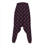 Black And Pink Spider Web Pattern Print Hammer Pants