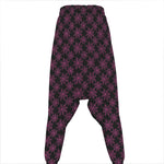 Black And Pink Spider Web Pattern Print Hammer Pants