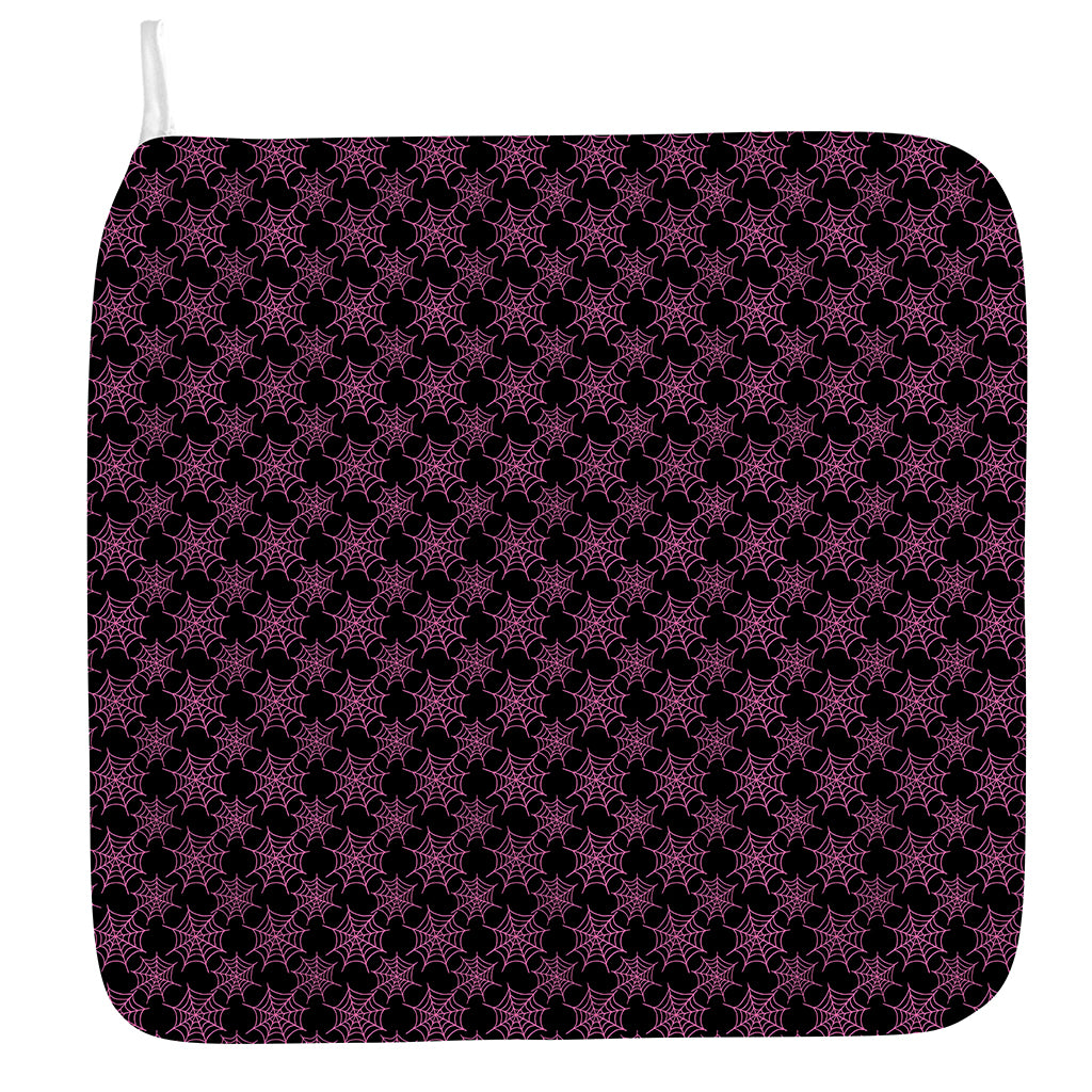 Black And Pink Spider Web Pattern Print Hand Towel