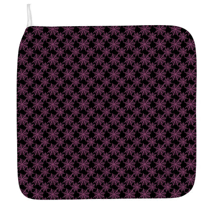 Black And Pink Spider Web Pattern Print Hand Towel