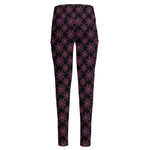 Black And Pink Spider Web Pattern Print High-Waisted Pocket Leggings