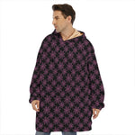 Black And Pink Spider Web Pattern Print Hoodie Blanket