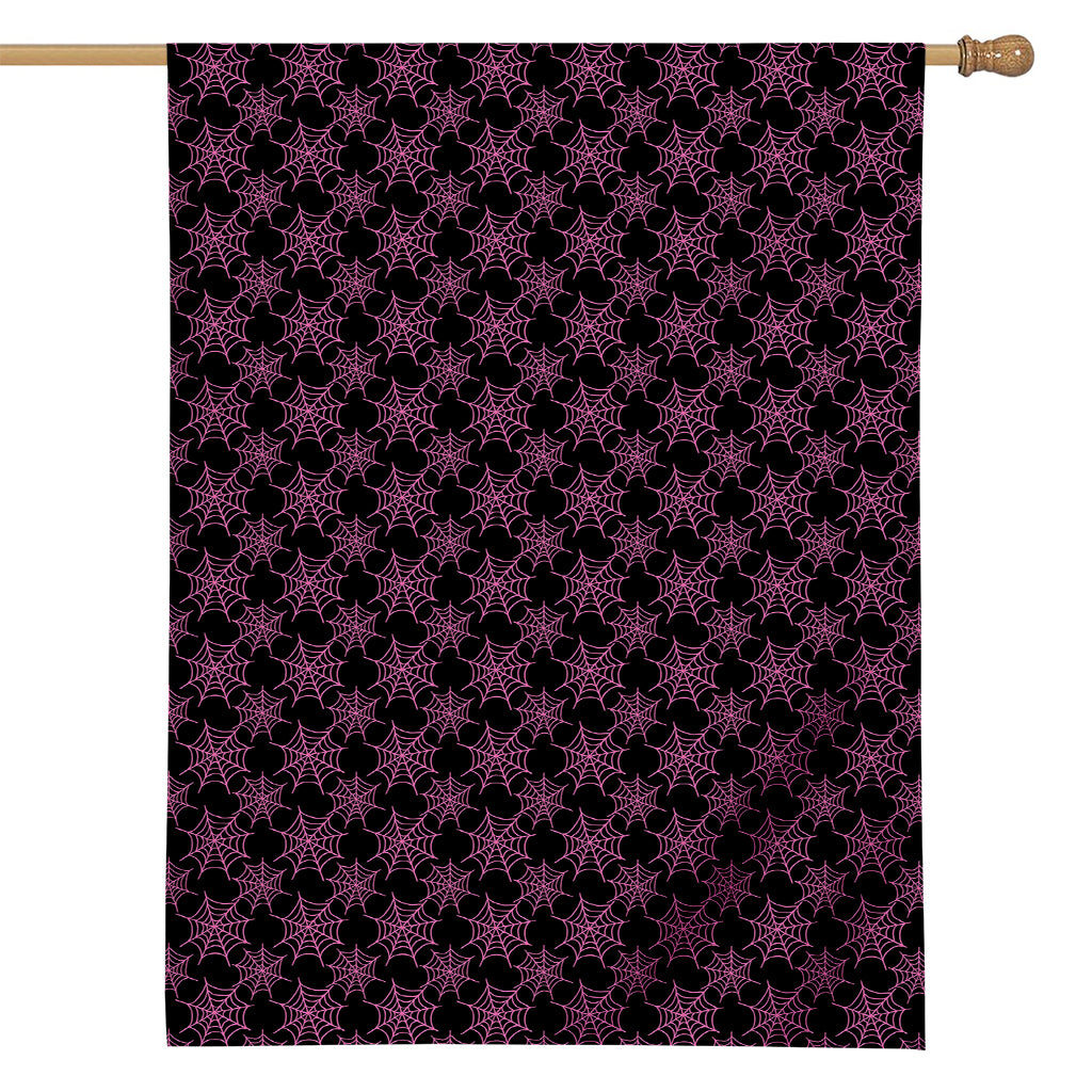 Black And Pink Spider Web Pattern Print House Flag