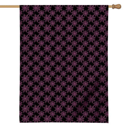 Black And Pink Spider Web Pattern Print House Flag