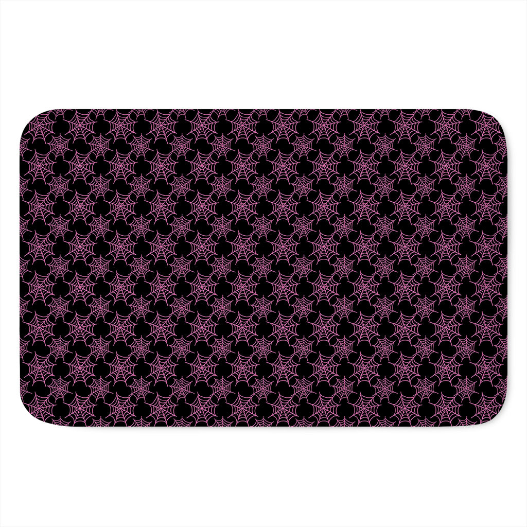 Black And Pink Spider Web Pattern Print Indoor Door Mat