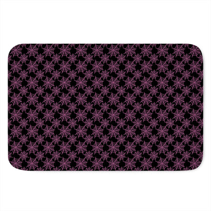 Black And Pink Spider Web Pattern Print Indoor Door Mat