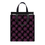 Black And Pink Spider Web Pattern Print Insulated Lunch Tote