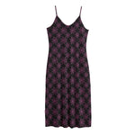 Black And Pink Spider Web Pattern Print Jersey Midi Cami Dress