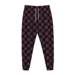 Black And Pink Spider Web Pattern Print Jogger Pants