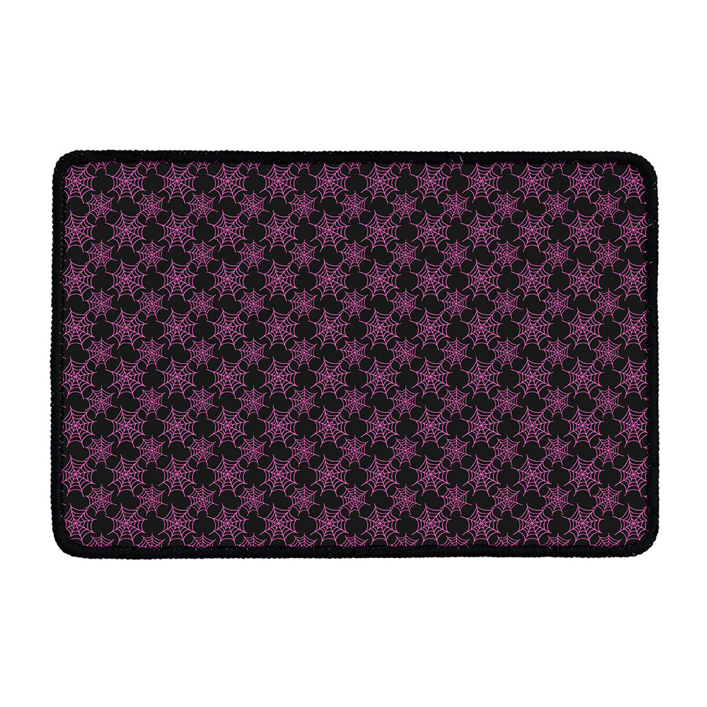 Black And Pink Spider Web Pattern Print Kitchen Mat