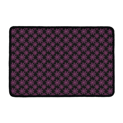 Black And Pink Spider Web Pattern Print Kitchen Mat