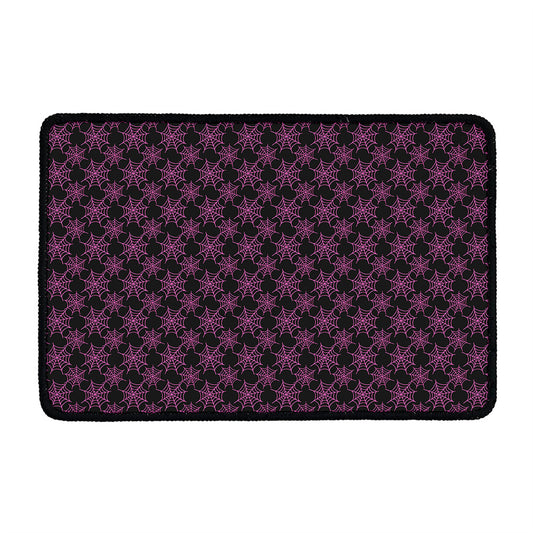 Black And Pink Spider Web Pattern Print Kitchen Mat