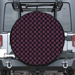 Black And Pink Spider Web Pattern Print Leather Spare Tire Cover