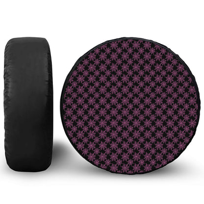 Black And Pink Spider Web Pattern Print Leather Spare Tire Cover