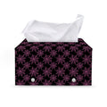 Black And Pink Spider Web Pattern Print Leather Tissue Box Cover