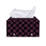 Black And Pink Spider Web Pattern Print Leather Tissue Box Cover