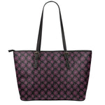 Black And Pink Spider Web Pattern Print Leather Tote Bag