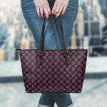 Black And Pink Spider Web Pattern Print Leather Tote Bag