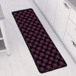 Black And Pink Spider Web Pattern Print Long Kitchen Mat