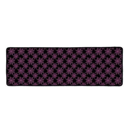 Black And Pink Spider Web Pattern Print Long Kitchen Mat