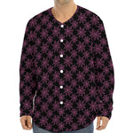 Black And Pink Spider Web Pattern Print Long Sleeve Baseball Jersey