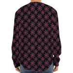 Black And Pink Spider Web Pattern Print Long Sleeve Baseball Jersey