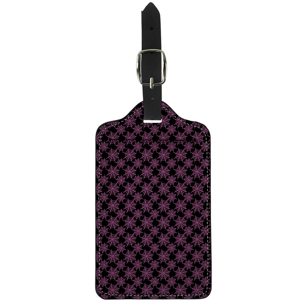 Black And Pink Spider Web Pattern Print Luggage Tag