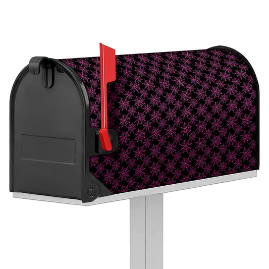 Black And Pink Spider Web Pattern Print Mailbox Cover