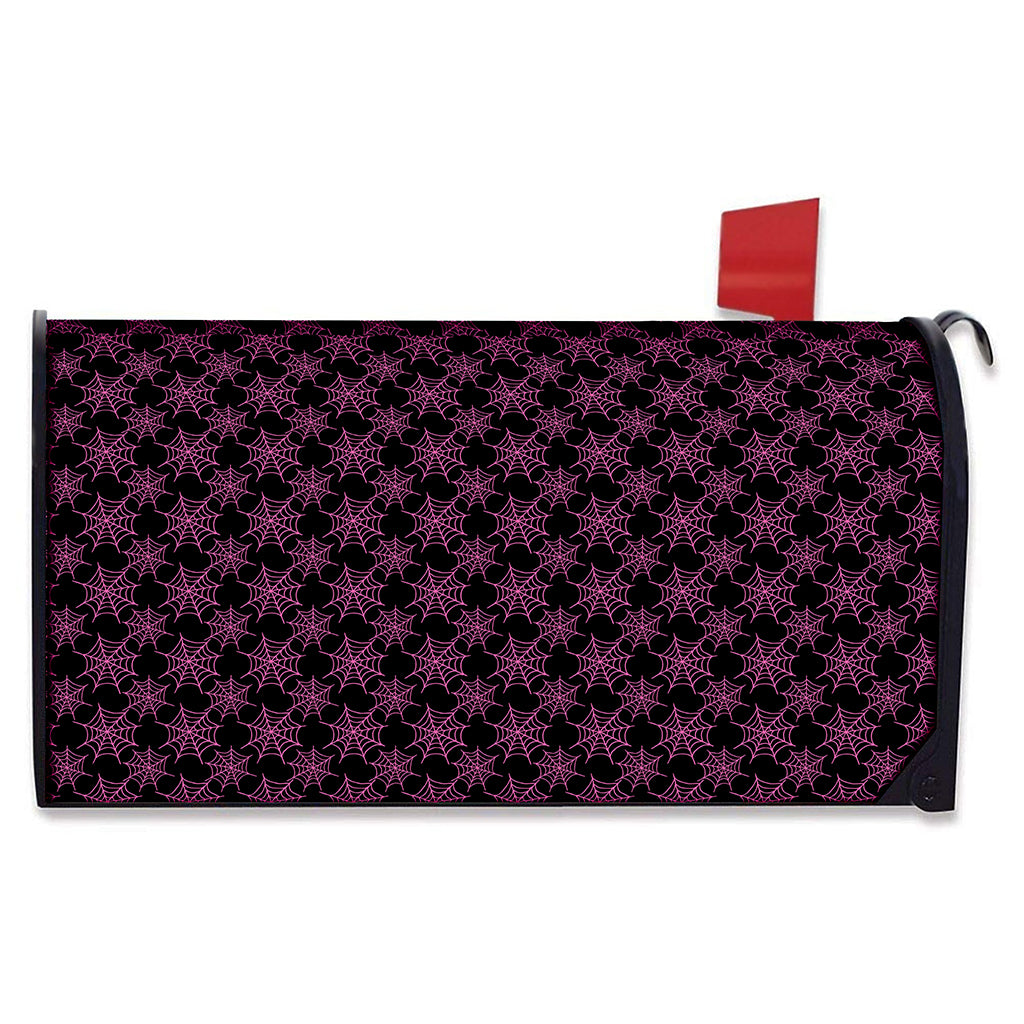 Black And Pink Spider Web Pattern Print Mailbox Cover