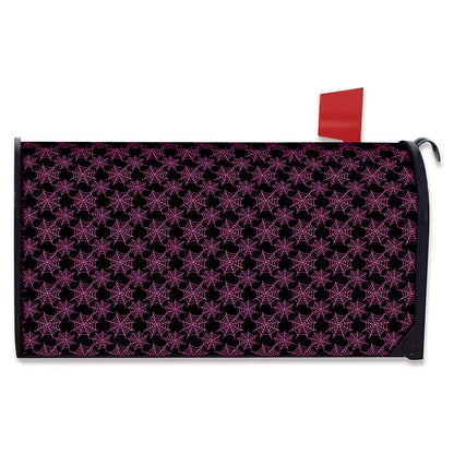Black And Pink Spider Web Pattern Print Mailbox Cover