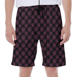 Black And Pink Spider Web Pattern Print Men's Beach Shorts