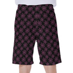 Black And Pink Spider Web Pattern Print Men's Beach Shorts