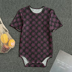 Black And Pink Spider Web Pattern Print Men's Bodysuit
