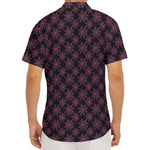 Black And Pink Spider Web Pattern Print Men's Deep V-Neck Shirt