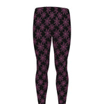 Black And Pink Spider Web Pattern Print Men's leggings