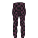 Black And Pink Spider Web Pattern Print Men's leggings