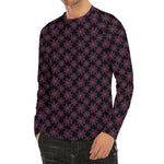 Black And Pink Spider Web Pattern Print Men's Long Sleeve Rash Guard