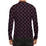 Black And Pink Spider Web Pattern Print Men's Long Sleeve Rash Guard