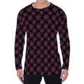 Black And Pink Spider Web Pattern Print Men's Long Sleeve T-Shirt
