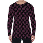 Black And Pink Spider Web Pattern Print Men's Long Sleeve T-Shirt
