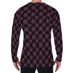 Black And Pink Spider Web Pattern Print Men's Long Sleeve T-Shirt