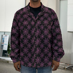 Black And Pink Spider Web Pattern Print Men's Shirt Jacket