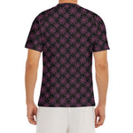 Black And Pink Spider Web Pattern Print Men's Short Sleeve Rash Guard