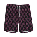 Black And Pink Spider Web Pattern Print Men's Sports Shorts