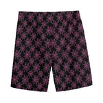 Black And Pink Spider Web Pattern Print Men's Sports Shorts